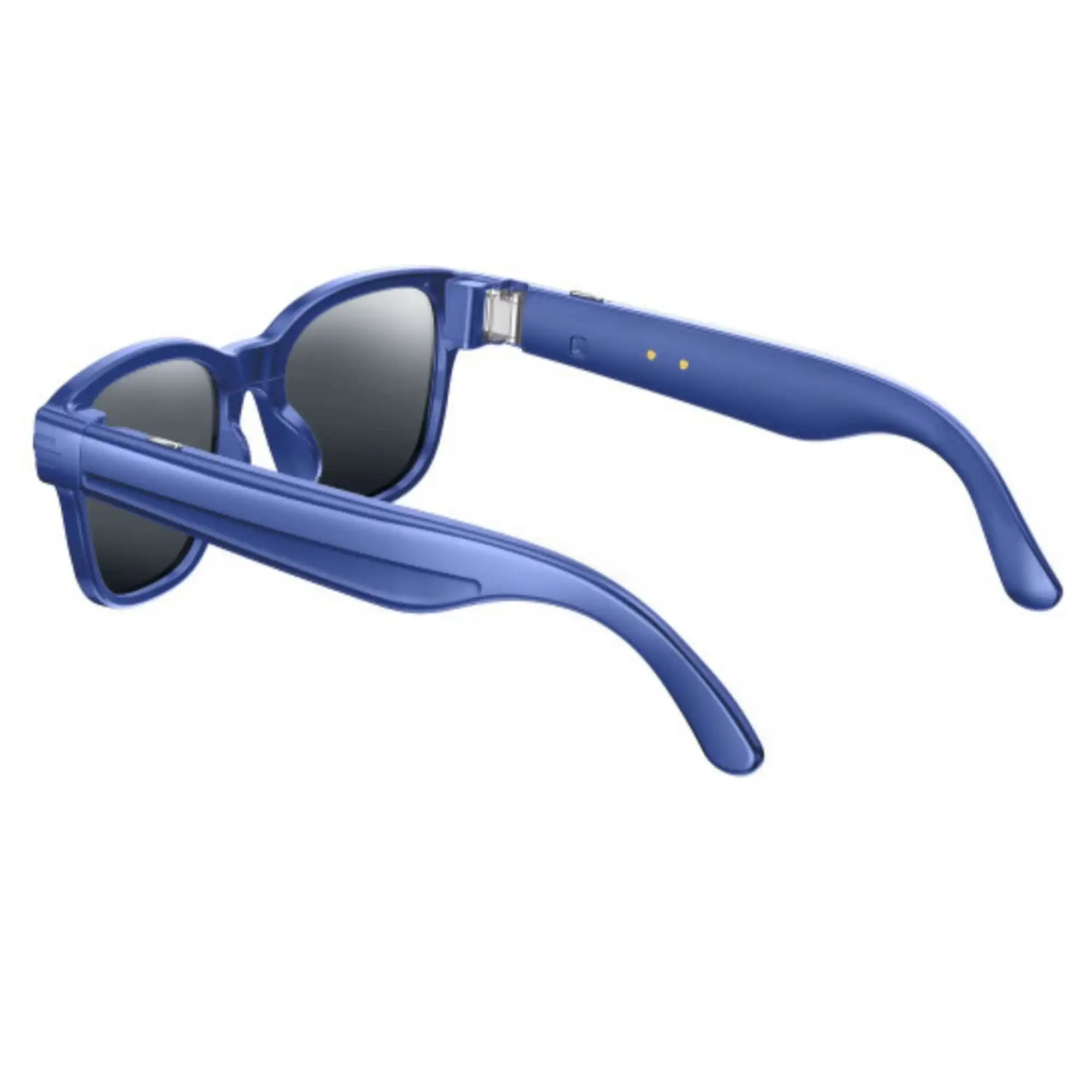 Blue AI camera sunglasses with dark lenses, thick arms, and integrated tech features TUTT