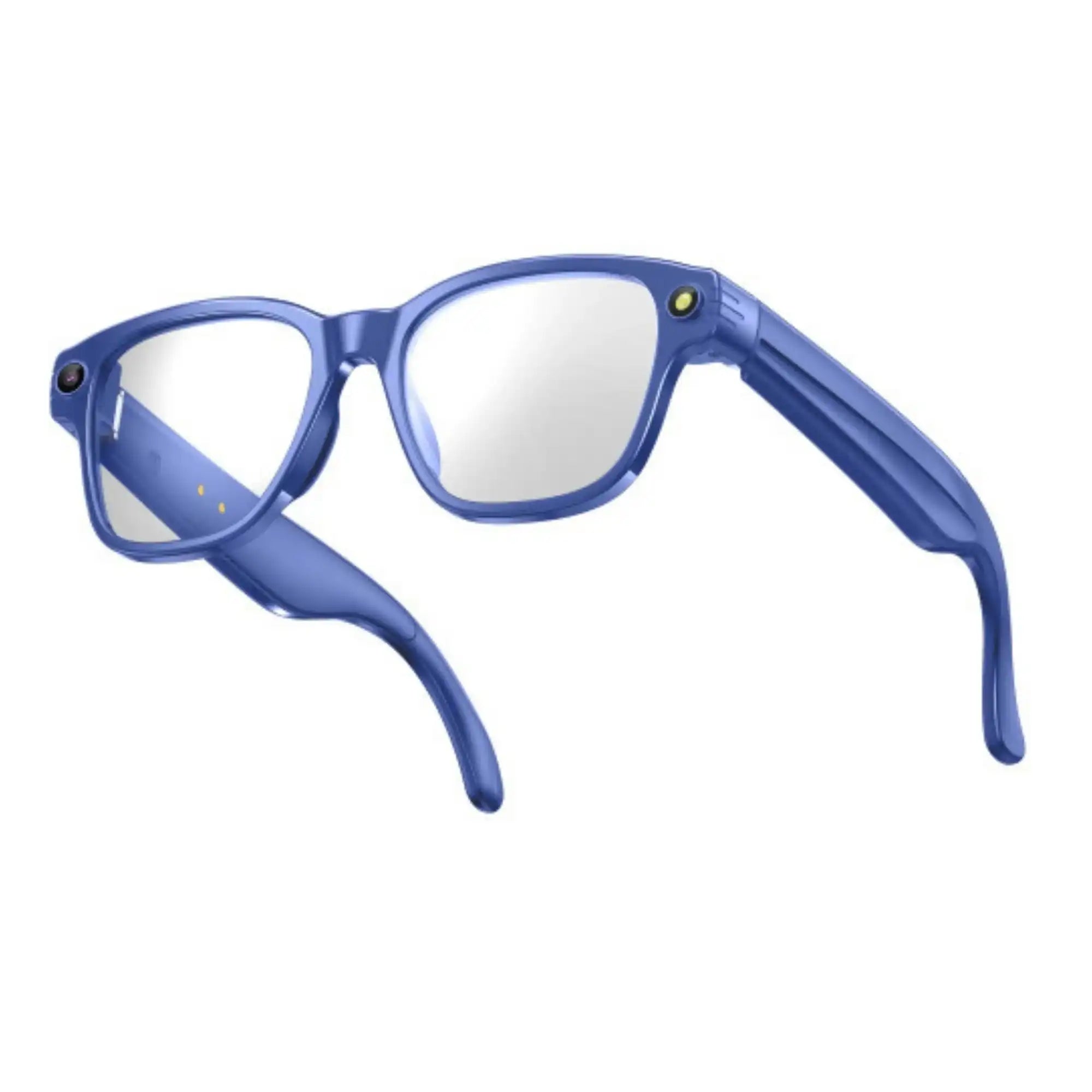 Blue smart camera glasses with built-in lenses and buttons on the frame TUTT