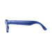 Side view of blue smart camera glasses with thick frame and TUTT branding TUTT