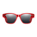 Red smart sunglasses with built-in cameras on both sides and dark reflective lenses, front view TUTT