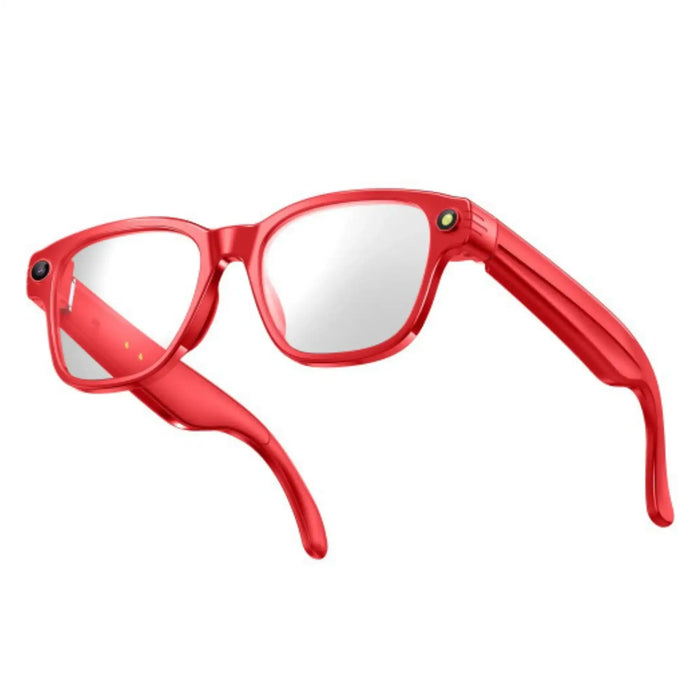 Red smart camera glasses with clear lenses, built-in camera and sleek design TUTT
