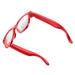 Red AI camera smart glasses with clear lenses and sleek modern frame design TUTT