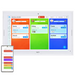 Digital family calendar display showing color-coded schedules for Mom, Dad, and David with activities and task completion buttons TUTT