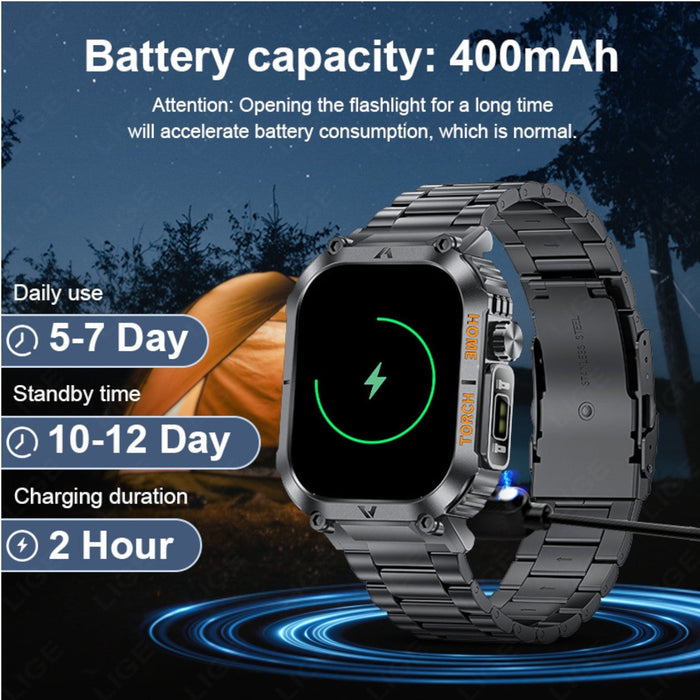 TUTT Military Smart Watch for Men | 3ATM Waterproof 1.96" Display,  Health & Fitness Tracker iOS/Android, | B8