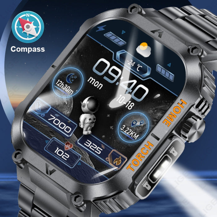 TUTT Military Smart Watch for Men | 3ATM Waterproof 1.96" Display,  Health & Fitness Tracker iOS/Android, | B8