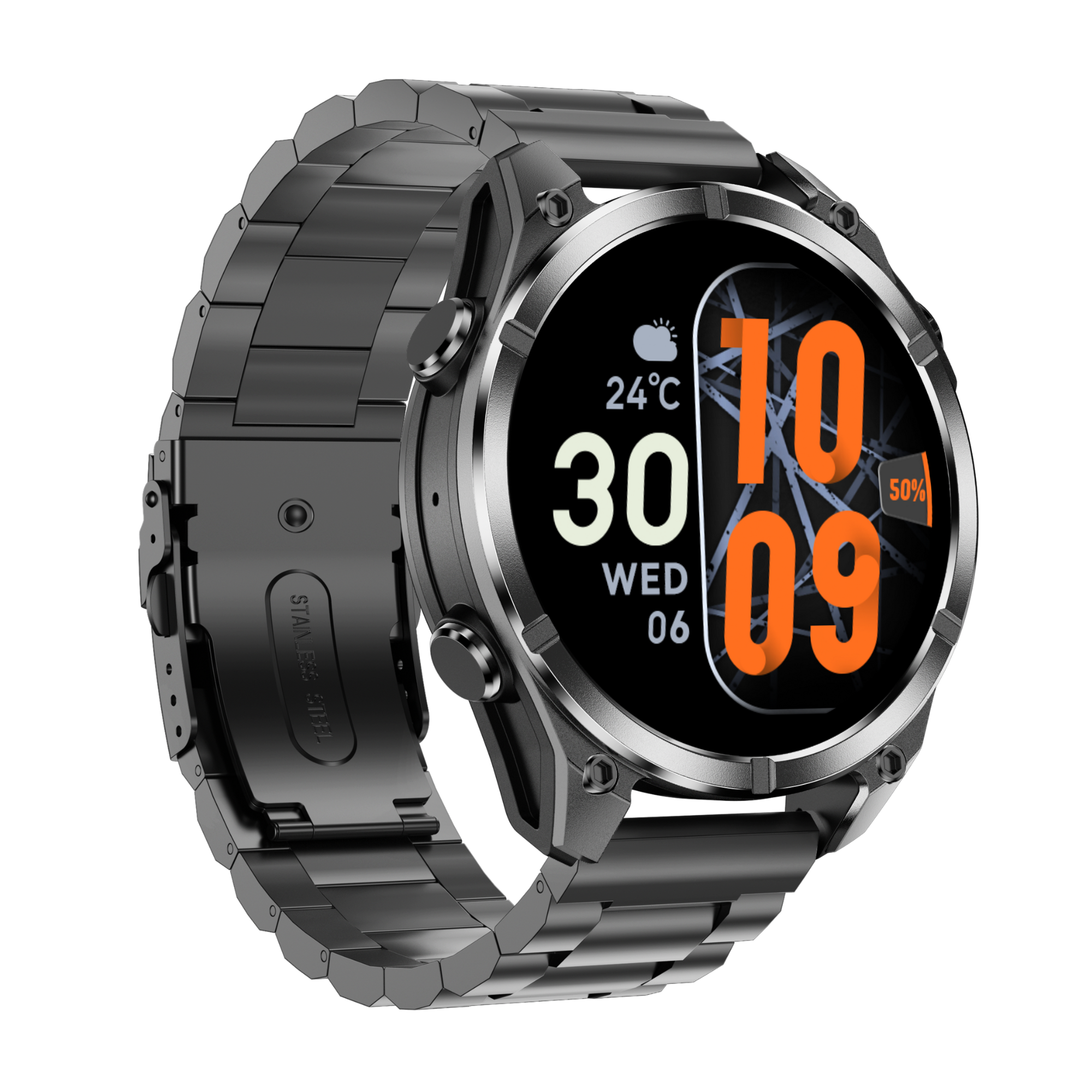 TUTT Tactical Smart Watch For Men | 1.43 Dial | Compass Flashlight Chat-GPT 3TAM Waterproof | Rugged Fitness and Health Tracker | H300 Smartwatch 400mAh Battery