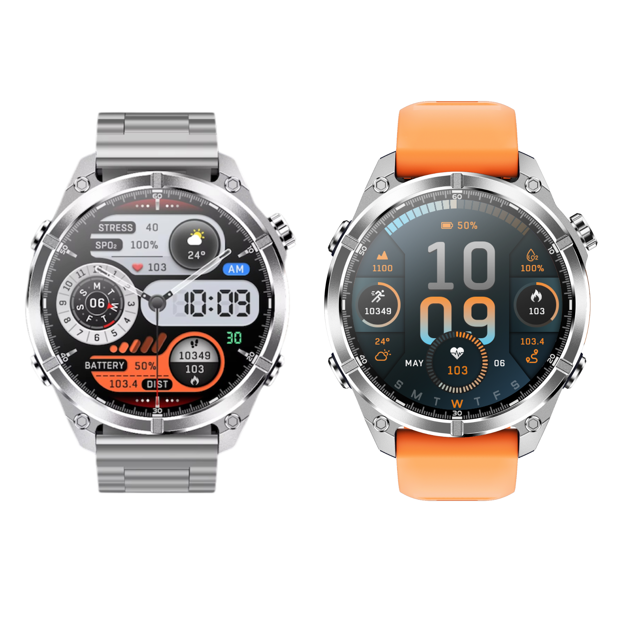 TUTT Tactical Smart Watch For Men | 1.43 Dial | Compass Flashlight Chat-GPT 3TAM Waterproof | Rugged Fitness and Health Tracker | H300 Smartwatch 400mAh Battery