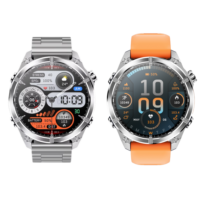TUTT Tactical Smart Watch For Men | 1.43 Dial | Compass Flashlight Chat-GPT 3TAM Waterproof | Rugged Fitness and Health Tracker | H300 Smartwatch 400mAh Battery