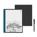Digital e-reader with black and white barn illustration on screen, black cover and stylus pen, power off icon TUTT