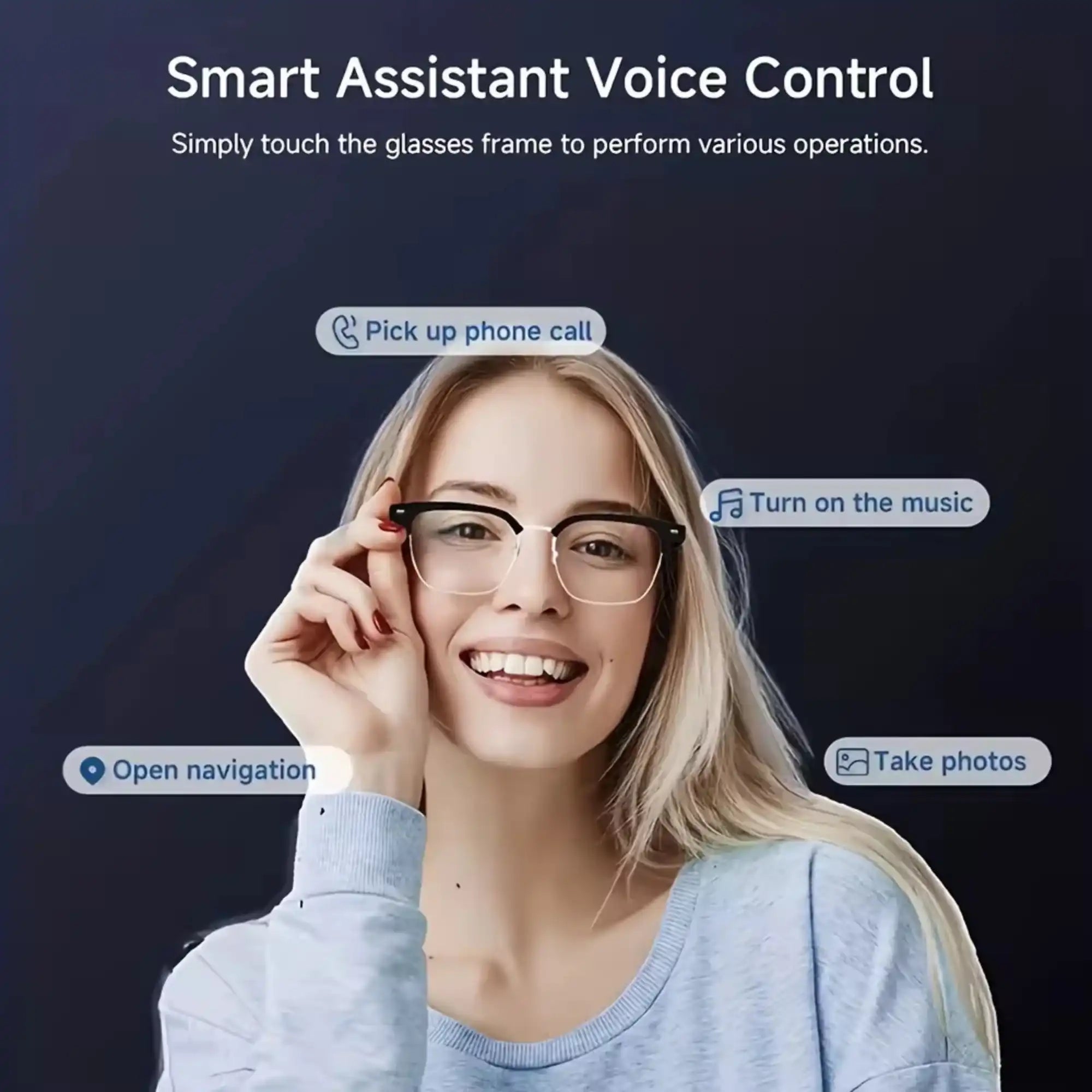TUTT Bluetooth Smart Glasses Anti-Blue Ray UV | Wireless Call & Music AI Voice | Replaceable Lenses With Prescription - TUTT
