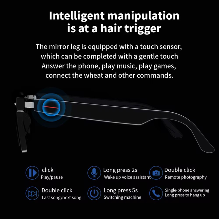 TUTT Bluetooth Smart Glasses Anti-Blue Ray UV | Wireless Call & Music AI Voice | Replaceable Lenses With Prescription