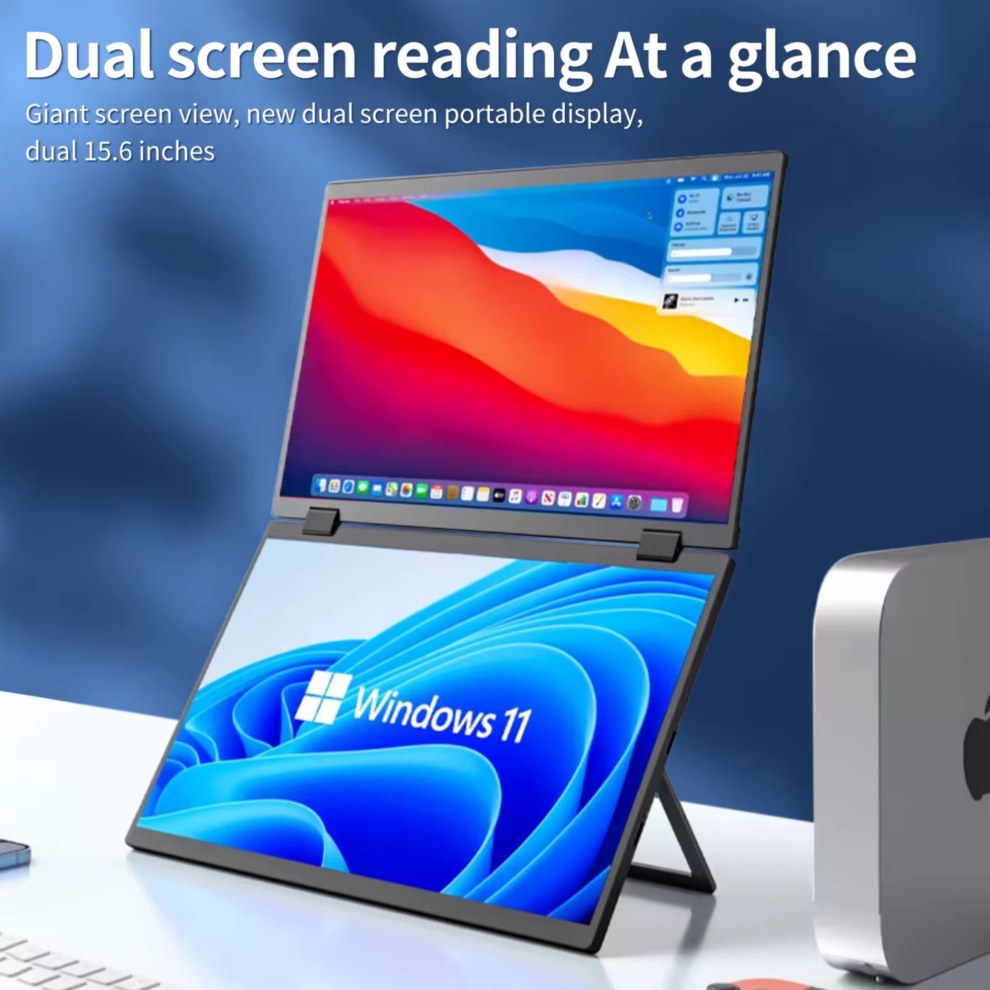 TUTT 18.5” Portable Monitor Dual-Screen E28 | 100Hz | IPS | USB-C & HDMI | No Driver