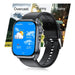 Smartwatch with weather display showing temperature, overcast, sunny, and rainy backgrounds TUTT
