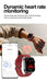 Red ECG smartwatch on wrist displaying heart rate, with phone heart rate data screen, TUTT