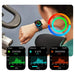 Person checking TUTT E7 ECG smartwatch activity stats including steps, distance, calories TUTT