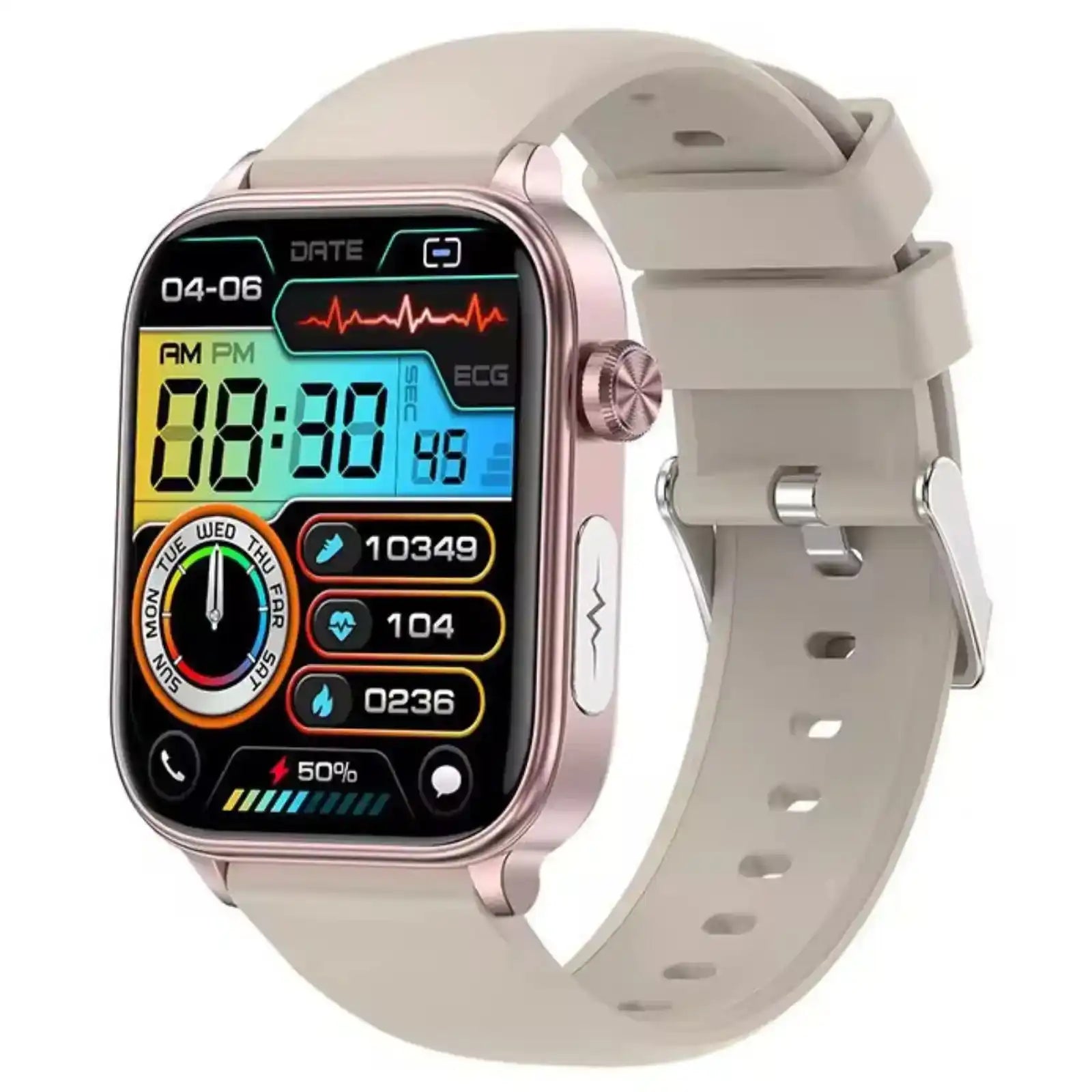 TUTT ECG Smart Watch with, AI Health Monitoring, Body Composition & Bluetooth Calling – 1.39” HD Display, IP68 Waterproof, 340mAh Batter E7