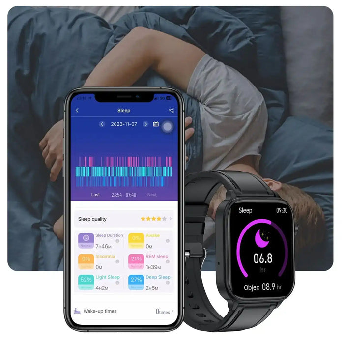 Montre connectée TUTT ECG avec suivi de santé par IA, analyse de la composition corporelle et appels Bluetooth – Écran HD 1,39", étanchéité IP68, batterie 340 mAh E7