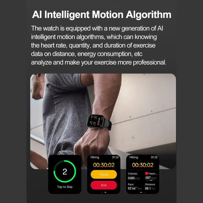 Montre connectée TUTT ECG avec suivi de santé par IA, analyse de la composition corporelle et appels Bluetooth – Écran HD 1,39", étanchéité IP68, batterie 340 mAh E7