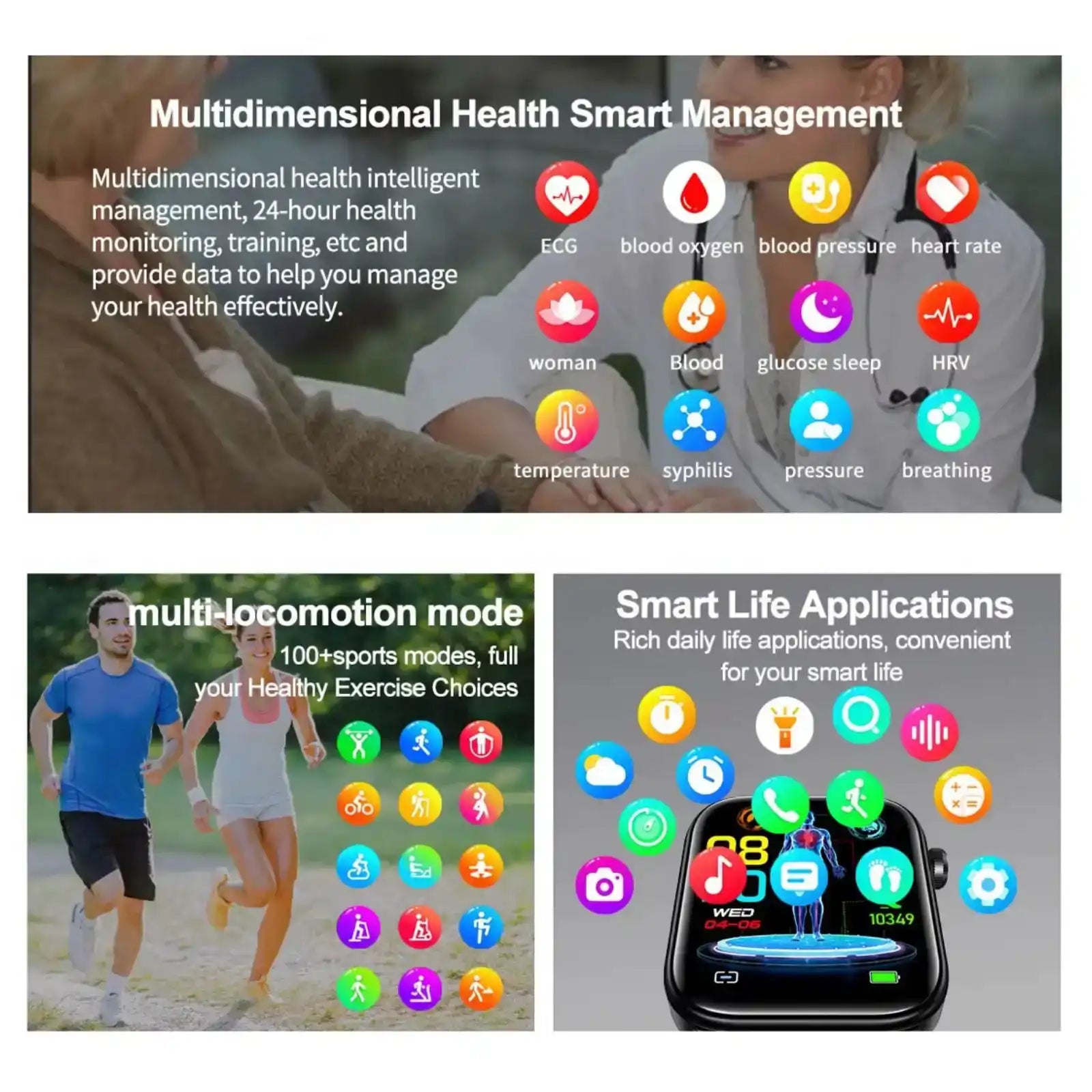 TUTT ECG Smart Watch with, AI Health Monitoring, Body Composition & Bluetooth Calling – 1.39” HD Display, IP68 Waterproof, 340mAh Batter E7