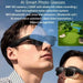 Two people wearing AI smart photo glasses with gradient lenses outdoors, tech features listed. TUTT