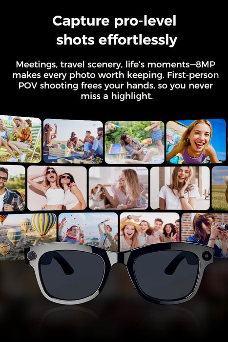 TUTT Ai Smart Glasses, Chat GPT | 8MP Camera Sunglasses Photo, Video, Music & Call Features, Ai Translator | Anti-Blue Light Touch Control M1