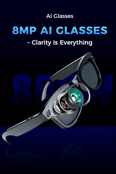 TUTT Ai Smart Glasses, Chat GPT | 8MP Camera Sunglasses Photo, Video, Music & Call Features, Ai Translator | Anti-Blue Light Touch Control M1