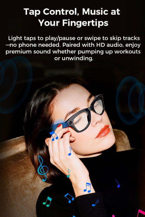 TUTT Ai Smart Glasses, Chat GPT | 8MP Camera Sunglasses Photo, Video, Music & Call Features, Ai Translator | Anti-Blue Light Touch Control M1