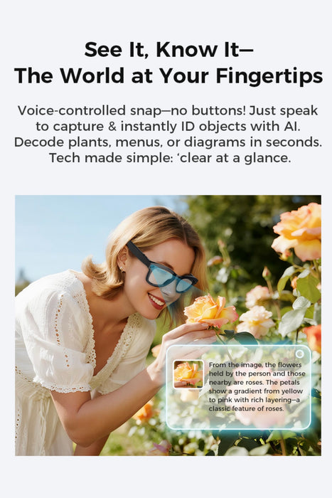 TUTT Ai Smart Glasses, Chat GPT | 8MP Camera Sunglasses Photo, Video, Music & Call Features, Ai Translator | Anti-Blue Light Touch Control M1