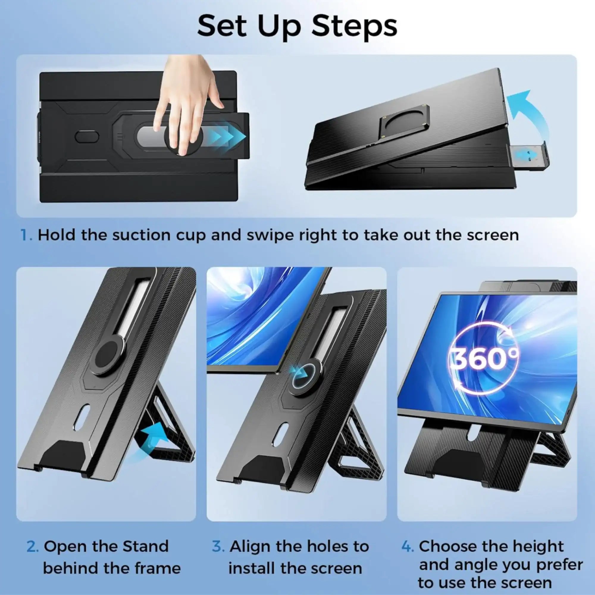 TUTT 16" Laptop Screen Extender with Stand 16:10 Ratio USB-C/HDMI + Speaker | Multiple Position Portable Monitor | Reverse Charging Plug-Play for Mac/OS/Wins/Chrome/Dex N2