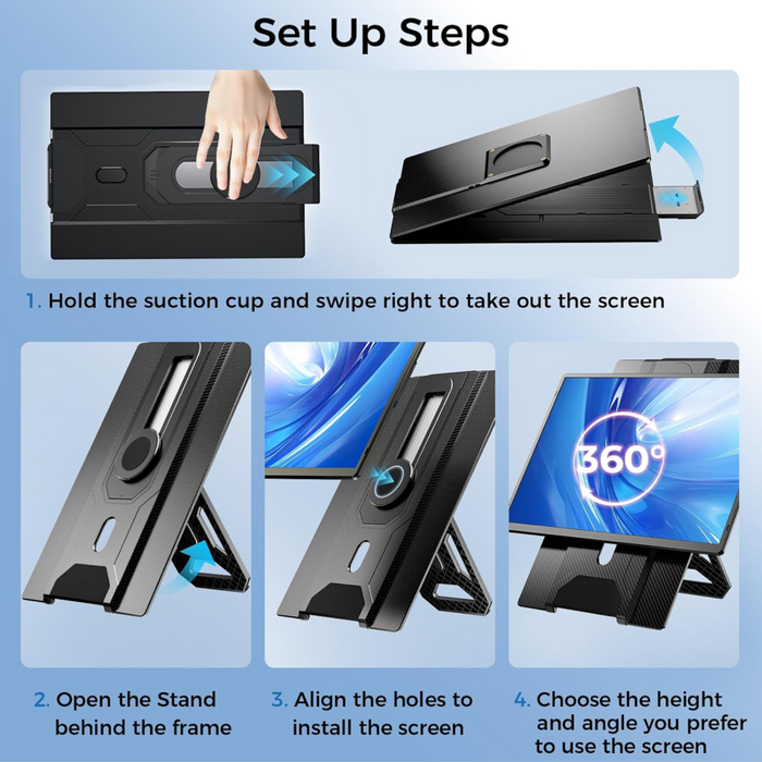 TUTT 16" Laptop Screen Extender with Stand 16:10 Ratio USB-C/HDMI + Speaker | Multiple Position Portable Monitor | Reverse Charging Plug-Play for Mac/OS/Wins/Chrome/Dex N2