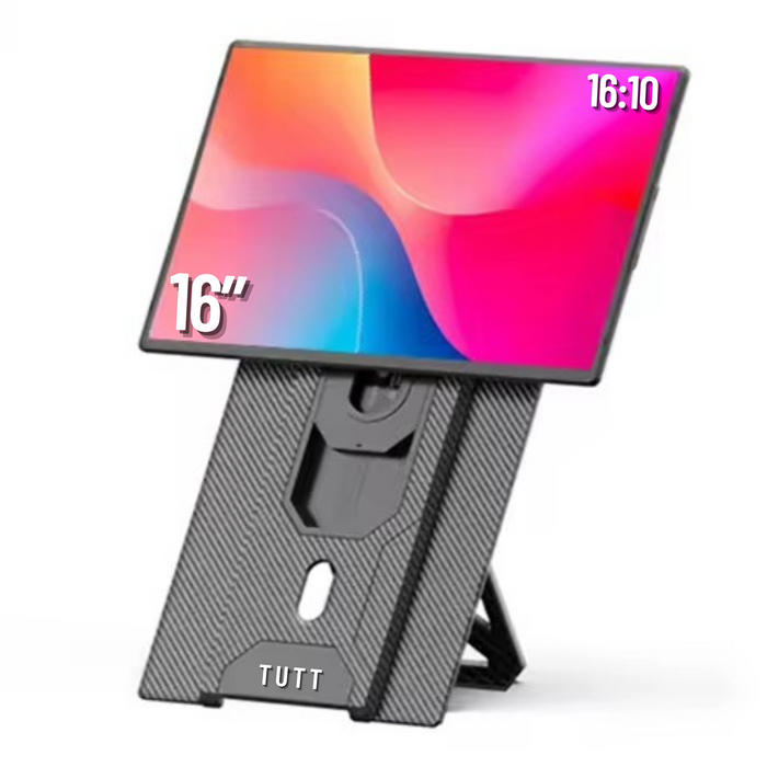 TUTT 16" Laptop Screen Extender with Stand 16:10 Ratio USB-C/HDMI + Speaker | Multiple Position Portable Monitor | Reverse Charging Plug-Play for Mac/OS/Wins/Chrome/Dex N2