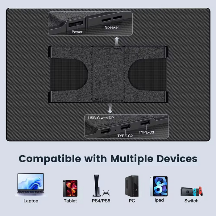TUTT 16” Portable Monitor FHD | Ultra-Thin 16:10 Ratio | 360° Rotating Stand | USB-C & HDMI | Gaming Monitor for PC MAC Computer Switch Phone Xbox PS4/5 N3