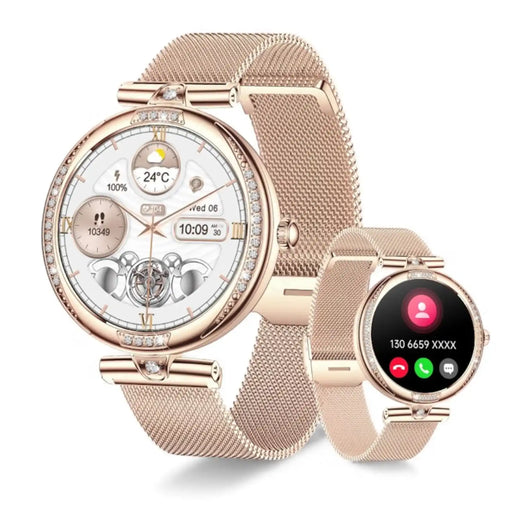 Rose gold TUTT NX17 Pro smart watch for women with mesh band and app display, TUTT