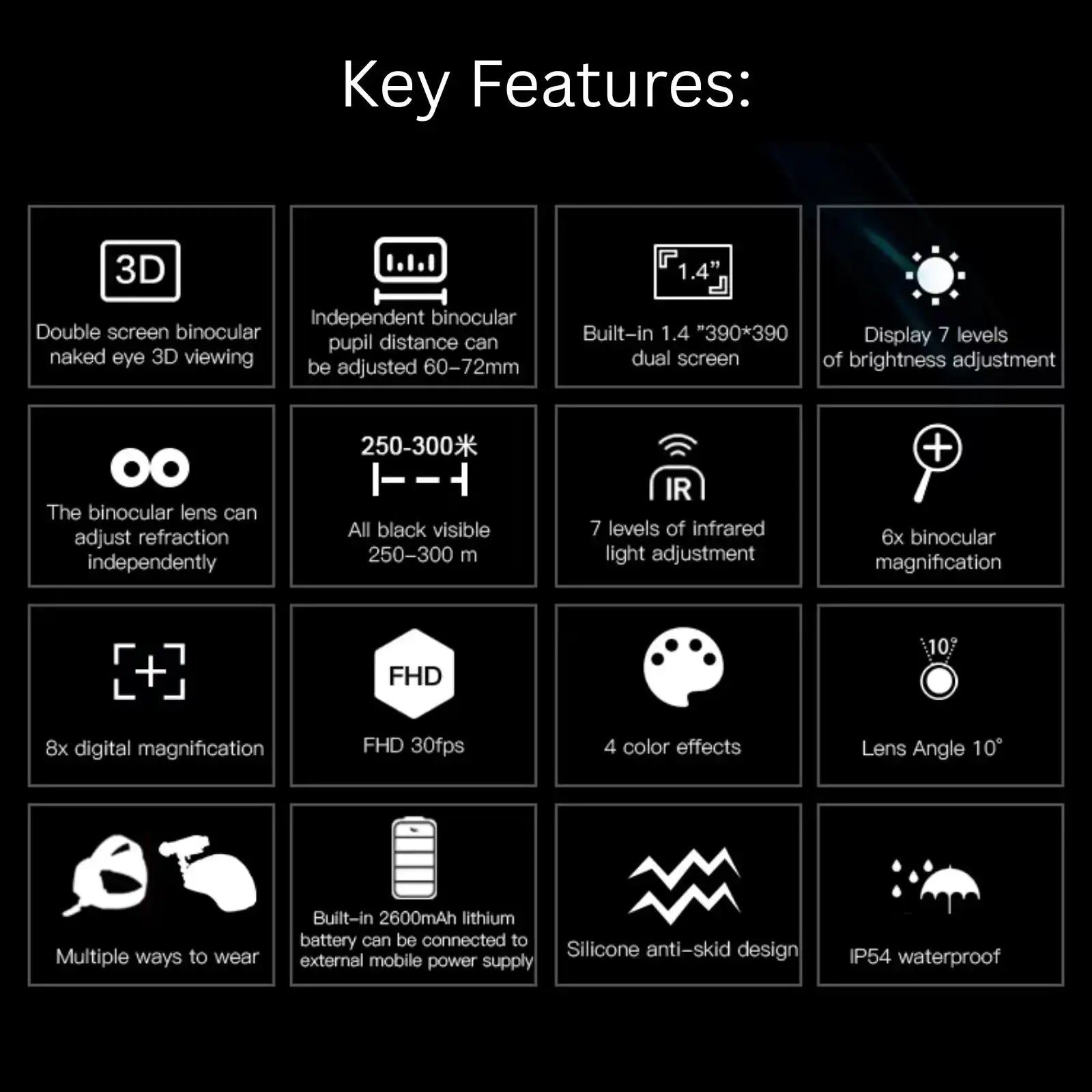 Lunettes de vision nocturne TUTT 4K 3D infrarouges, jumelles avec caméra intégrée, montage sur casque NV8300 SONY Starlight