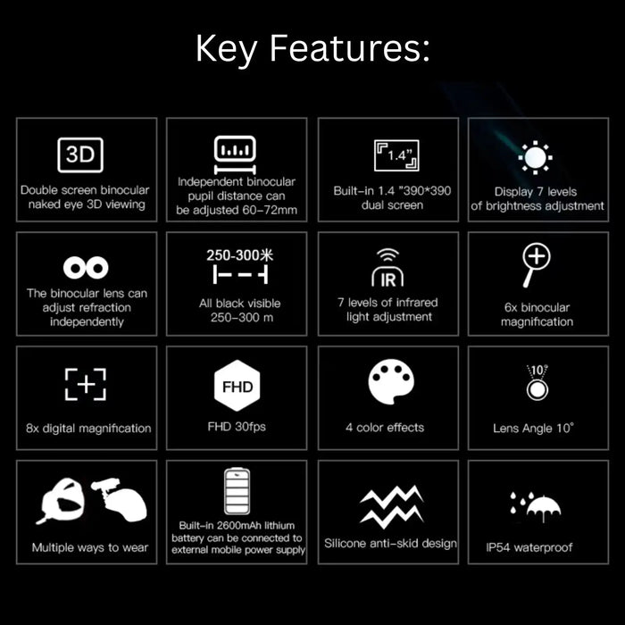 Lunettes de vision nocturne TUTT 4K 3D infrarouges, jumelles avec caméra intégrée, montage sur casque NV8300 SONY Starlight