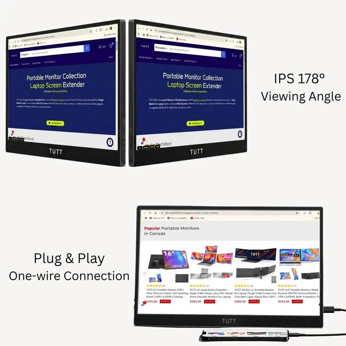 Moniteur portable OLED TUTT 13,3" – Dalle IPS FHD USB-C, extension d'écran pour ordinateur portable | OL3