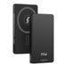 Black compact 20W power bank with wireless charging pad and USB-C port, portable charger TUTT