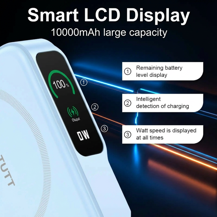 TUTT Power Bank 10000mAh Magnetic Wireless with Self-Wired Stand | PD22.5W & 15W Wireless | C5