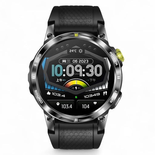 TUTT Rugged Smartwatch for Men Women | Compass GPS Exercise | AMOLED Metal Dial | 2 Military Straps