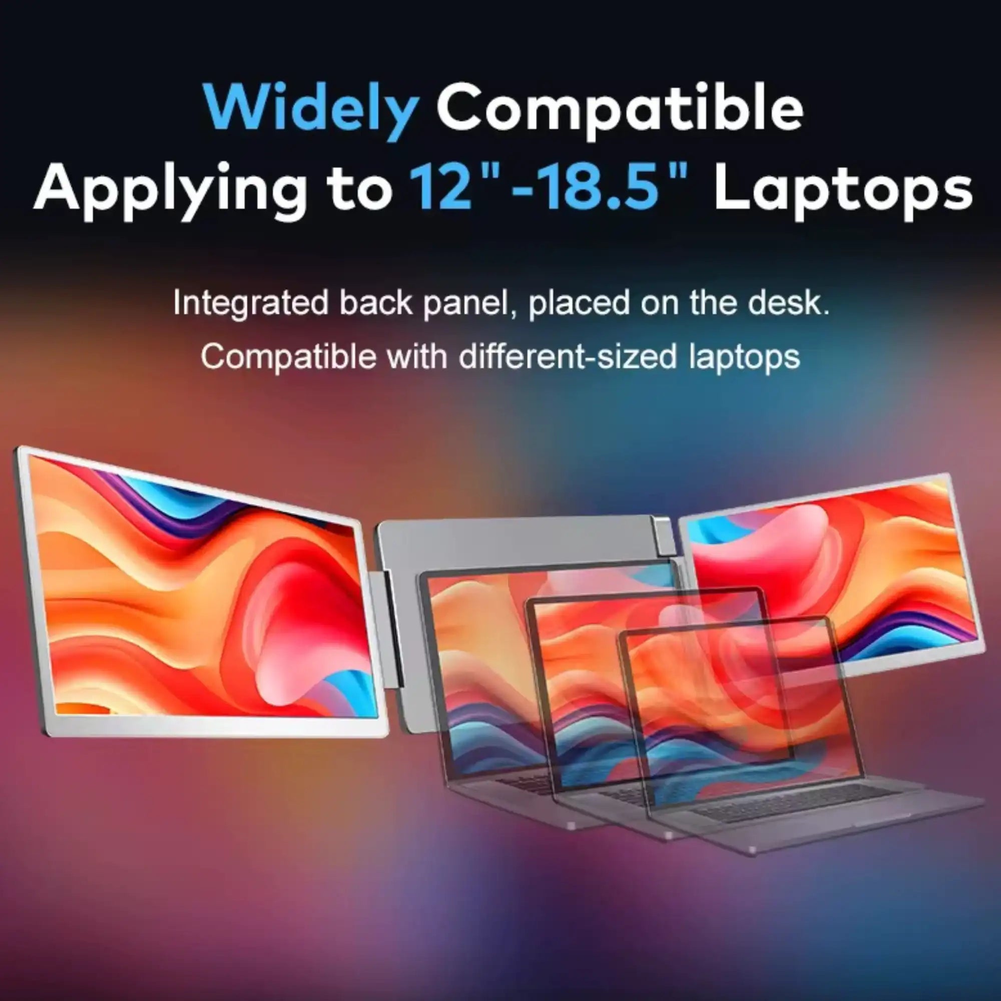 TUTT 16” Dual Portable Monitor | 16:10 Ratio FHD IPS Triple Screen Extender | Dual Rotating Screens | Standalone | H5 Converter Cable | Windows, Mac OS – Model S11