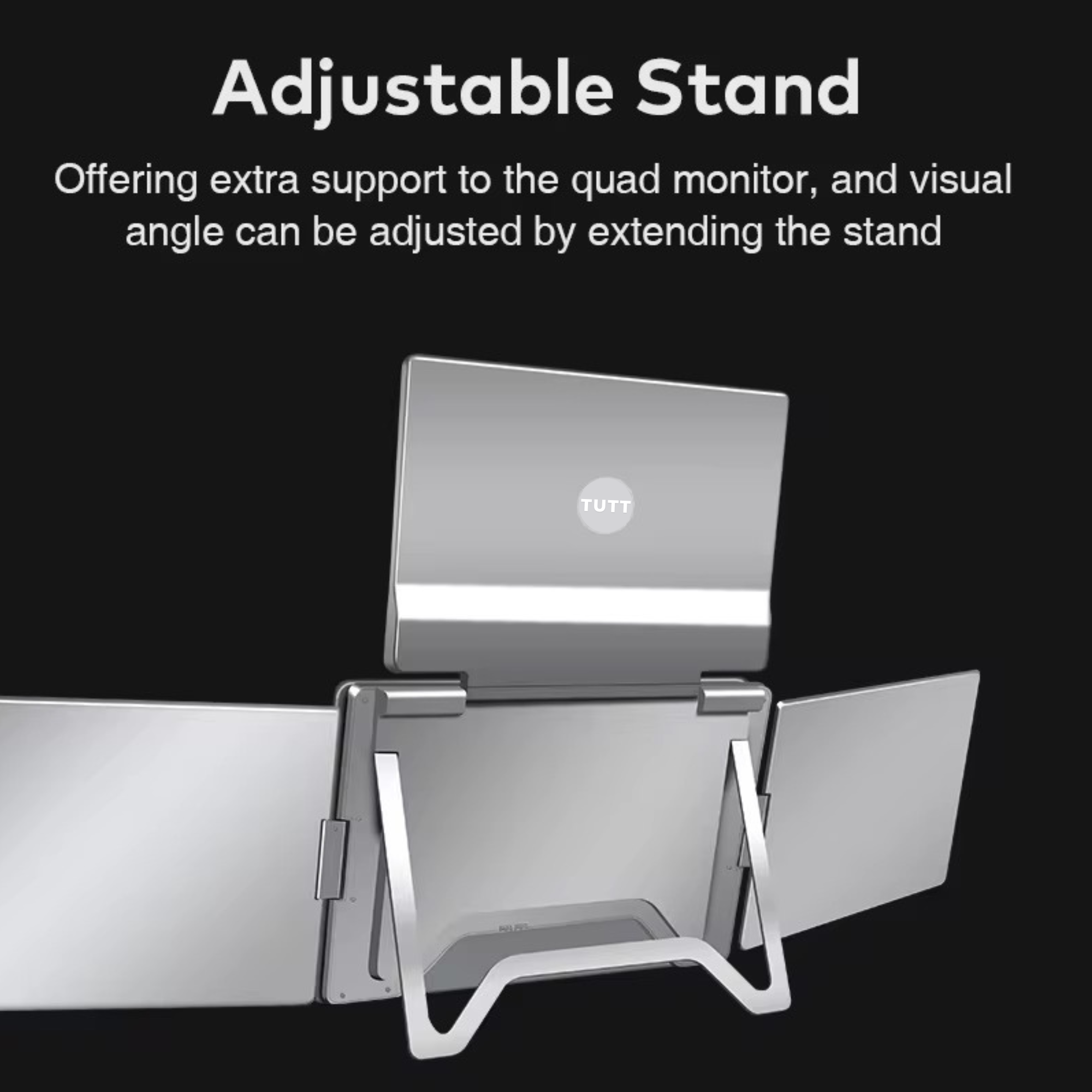TUTT 16” Triple Screen Portable Monitor For Laptop 12”-18.5” | Single Cable Setup | 16:10 IPS | Quad Screen Extender | Stand-Alone for Mac & Windows S788