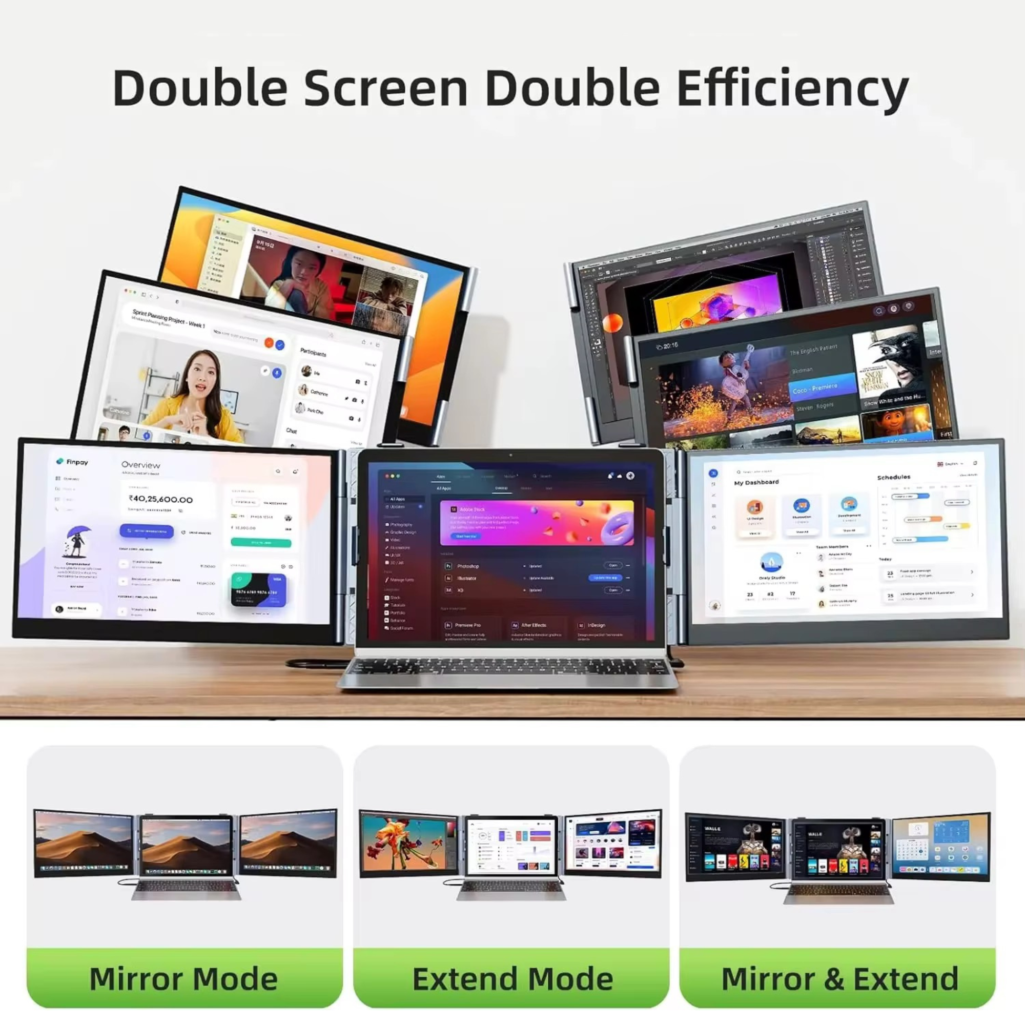 TUTT S8Ultra 14” Portable Monitor for Laptop | Single Cable Connection | Ultra Slim-Light | Plug & Play USB-C | Laptop Screen Extender for Mac/Win