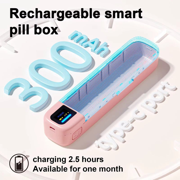 Rechargeable smart pill box with 3000mAh battery and Type-C port, charging in 2.5 hours for one month use TUTT