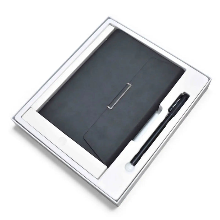 Black leather stylus tablet case with pen in white packaging box, minimalist design TUTT