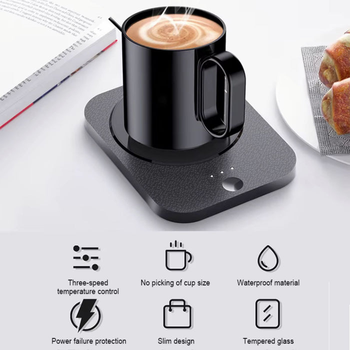 TUTT Electric Smart Mug Warmer – Wireless USB Coffee Cup Heater with 3-Level Temperature Control