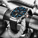 Sleek black and silver smart watch with blue digital display on nautical rope, modern design TUTT