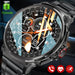 TUTT V69 smart watch with black metal band, detailed digital display, 710mAh battery TUTT