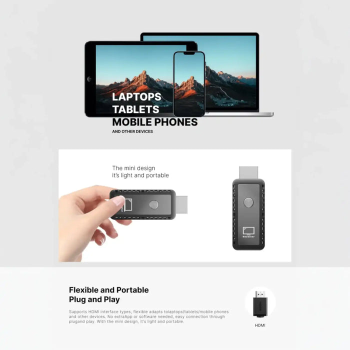TUTT Wireless HDMI Transmitter & Receiver Kit | 1080p Plug-and-Play Screen Mirroring