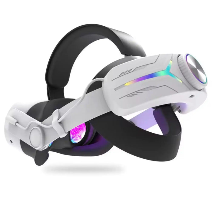VR head strap with RGB lighting, adjustable black and white band, for Meta Quest 3, TUTT