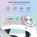 White VR head strap with RGB lighting, adjustable knob, and battery indicator for Meta Quest 3, TUTT